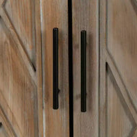 Buffet bahut de ferme moderne de 60 po, armoire de rangement d'appoint à 4 portes à motif géométrique avec étagères réglables - Panipeachy