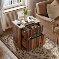Table de chevet cannelée avec tiroirs, table de chevet moderne du milieu du siècle pour salon, table de chevet avec rangement