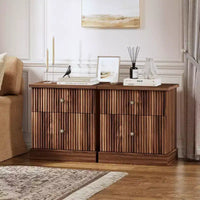 Table de chevet cannelée avec tiroirs, table de chevet moderne du milieu du siècle pour salon, table de chevet avec rangement