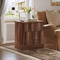Table de chevet cannelée avec tiroirs, table de chevet moderne du milieu du siècle pour salon, table de chevet avec rangement