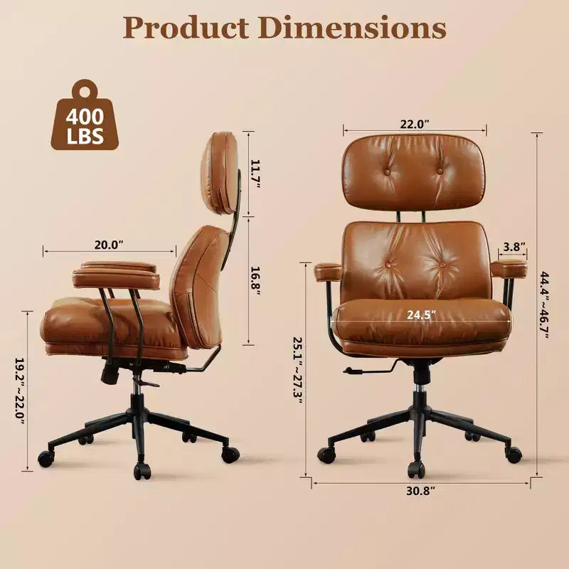 Chaise de bureau exécutive à haut dossier HOMLUX avec fonction inclinable, chaise de bureau ergonomique avec soutien lombaire et cervical confortable
