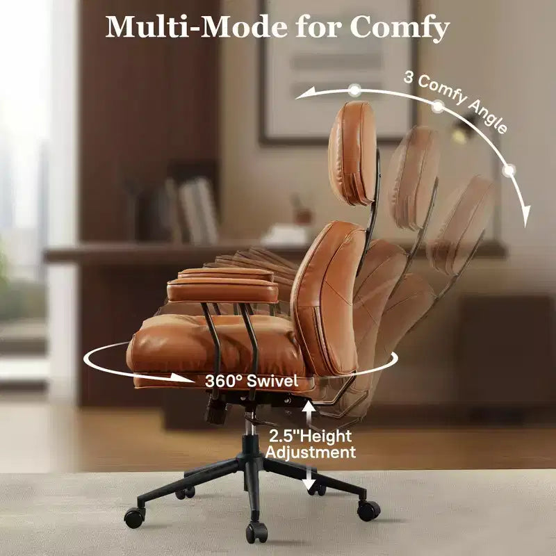Chaise de bureau exécutive à haut dossier HOMLUX avec fonction inclinable, chaise de bureau ergonomique avec soutien lombaire et cervical confortable