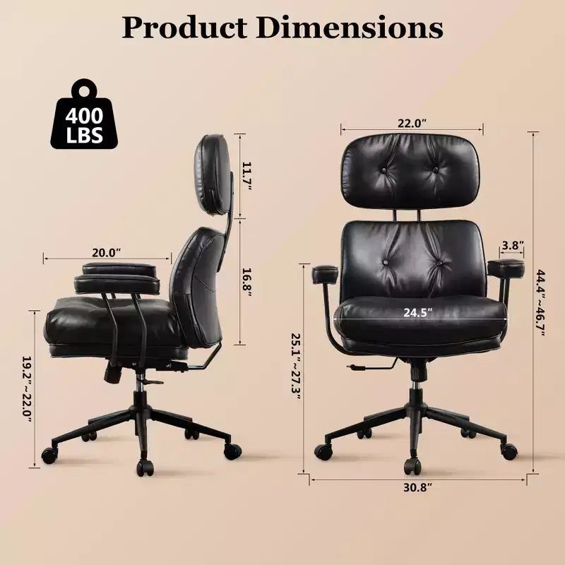 Chaise de bureau exécutive à haut dossier HOMLUX avec fonction inclinable, chaise de bureau ergonomique avec soutien lombaire et cervical confortable