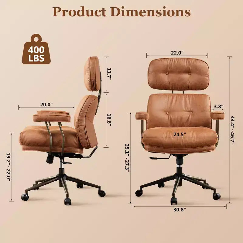 Chaise de bureau exécutive à haut dossier HOMLUX avec fonction inclinable, chaise de bureau ergonomique avec soutien lombaire et cervical confortable