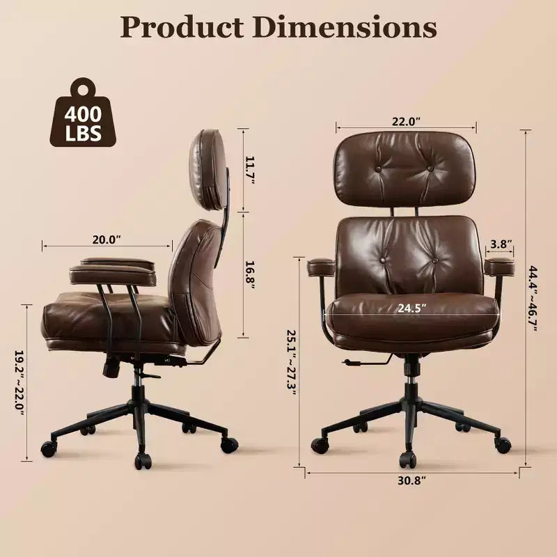 Chaise de bureau exécutive à haut dossier HOMLUX avec fonction inclinable, chaise de bureau ergonomique avec soutien lombaire et cervical confortable