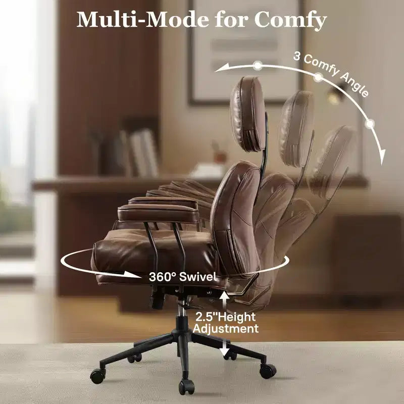 Chaise de bureau exécutive à haut dossier HOMLUX avec fonction inclinable, chaise de bureau ergonomique avec soutien lombaire et cervical confortable