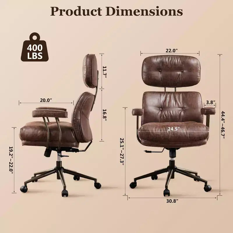 Chaise de bureau exécutive à haut dossier HOMLUX avec fonction inclinable, chaise de bureau ergonomique avec soutien lombaire et cervical confortable