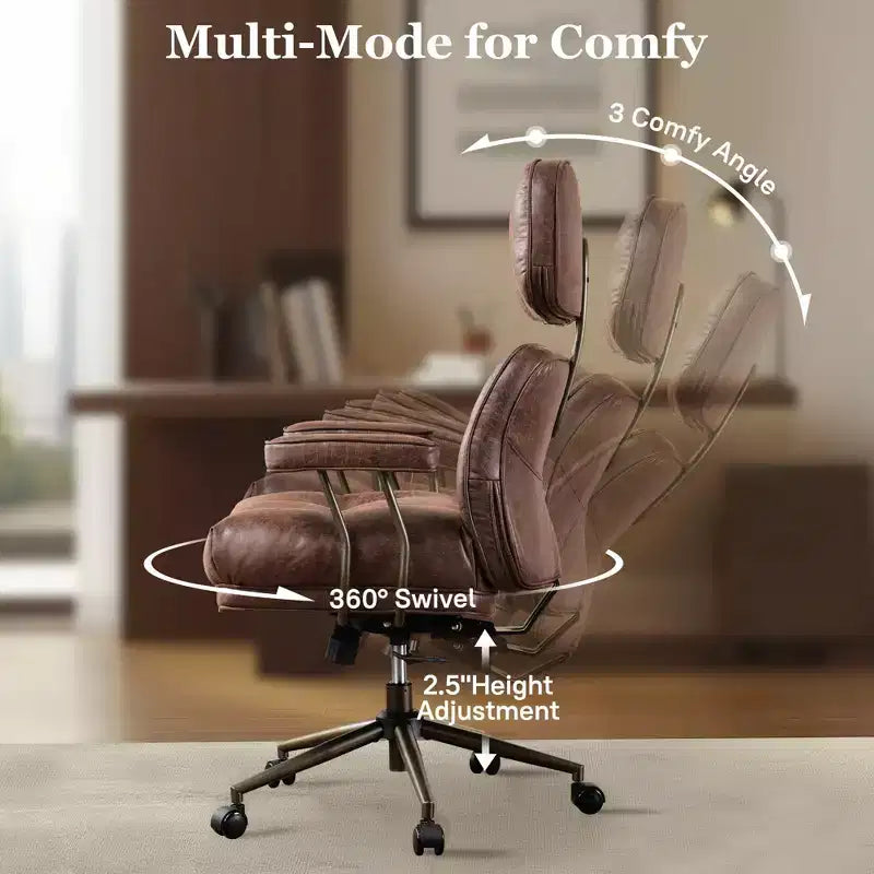Chaise de bureau exécutive à haut dossier HOMLUX avec fonction inclinable, chaise de bureau ergonomique avec soutien lombaire et cervical confortable