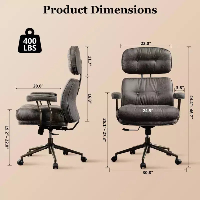 Chaise de bureau exécutive à haut dossier HOMLUX avec fonction inclinable, chaise de bureau ergonomique avec soutien lombaire et cervical confortable