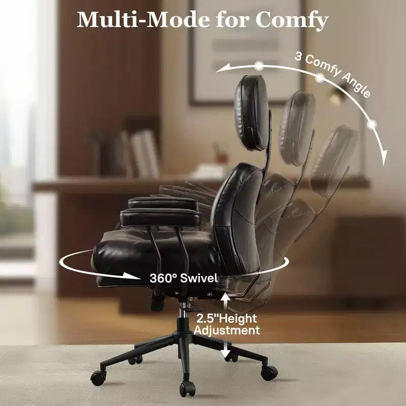 Chaise de bureau exécutive à haut dossier HOMLUX avec fonction inclinable, chaise de bureau ergonomique avec soutien lombaire et cervical confortable