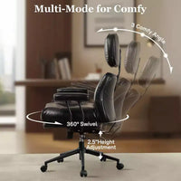 Fauteuil de bureau de direction inclinable et ergonomique HOMLUX avec support lombaire et cervical confortable