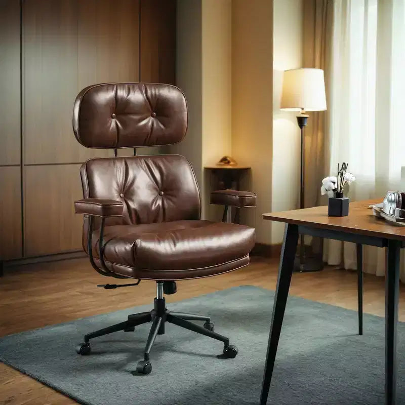 Chaise de bureau exécutive à haut dossier HOMLUX avec fonction inclinable, chaise de bureau ergonomique avec soutien lombaire et cervical confortable
