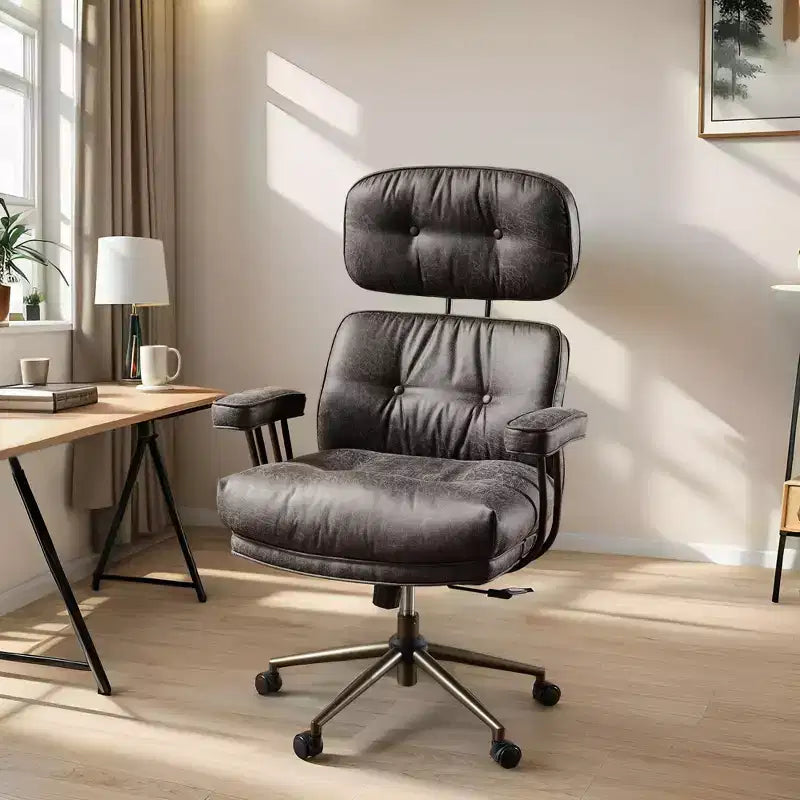 Chaise de bureau exécutive à haut dossier HOMLUX avec fonction inclinable, chaise de bureau ergonomique avec soutien lombaire et cervical confortable