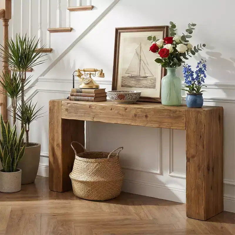 MAYEERTY Table console en bois de 63 pouces, table de canapé d'entrée de ferme