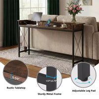 MAYEERTY Table console industrielle de 70,9 pouces, table de canapé d'entrée avec prises et ports USB