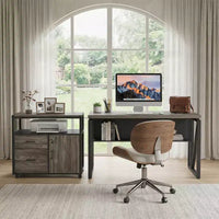MAYEERTY 55 Bureau informatique, Table de bureau avec étagère de rangement inférieure