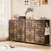 Commode de chambre à 12 tiroirs, commode de couloir, d'entrée, unité de rangement avec tissu, cadre métallique robuste