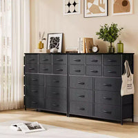 Commode de chambre à 12 tiroirs, commode de couloir, d'entrée, unité de rangement avec tissu, cadre métallique robuste