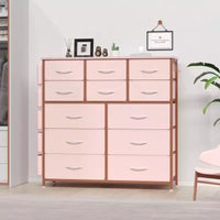 Commode de chambre à 12 tiroirs, commode de couloir, d'entrée, unité de rangement avec tissu, cadre métallique robuste