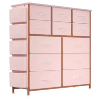 Commode de chambre à 12 tiroirs, commode de couloir, d'entrée, unité de rangement avec tissu, cadre métallique robuste