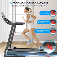 Tapis roulant en solde, 3,5 CV, pliable pour la maison, inclinaison manuelle de 12 %, 12 km/h, 71 programmes, contrôle via application, moniteur de fréquence cardiaque, sangle de genou offerte