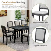 Ensemble table à manger extensible 9 pièces pour 6, table rectangulaire de cuisine avec rallonge amovible et 6 chaises sans accoudoirs et 2 fauteuils