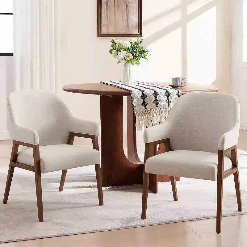 Chaises de salle à manger rembourrées en hévéa moderne Christopher Knight Home Kyungsoo avec accoudoirs