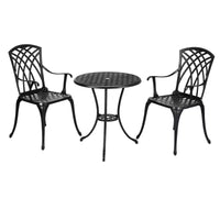 Ensemble de bistrot 3 pièces COZONY pour terrasse, table et chaises en fonte d'aluminium avec trou pour parasol, résistant à la rouille pour jardin, balcon, cour arrière