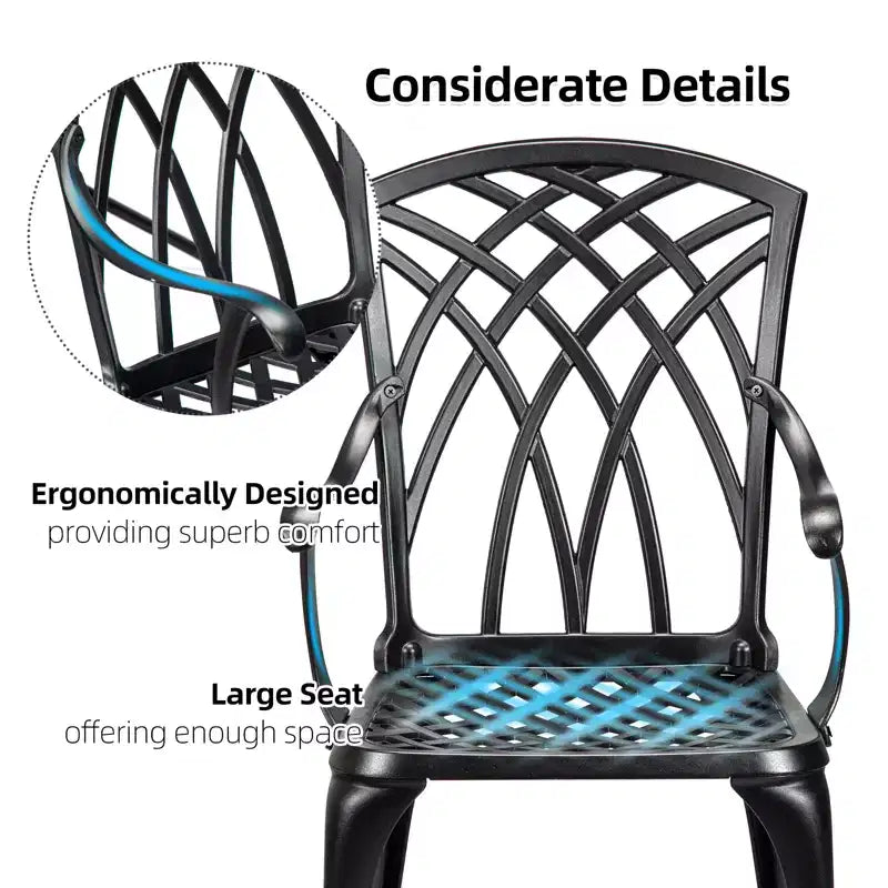 Ensemble de bistrot 3 pièces COZONY pour terrasse, table et chaises en fonte d'aluminium avec trou pour parasol, résistant à la rouille pour jardin, balcon, cour arrière