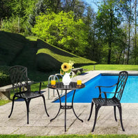 Ensemble de bistrot 3 pièces COZONY pour terrasse, table et chaises en fonte d'aluminium avec trou pour parasol, résistant à la rouille pour jardin, balcon, cour arrière