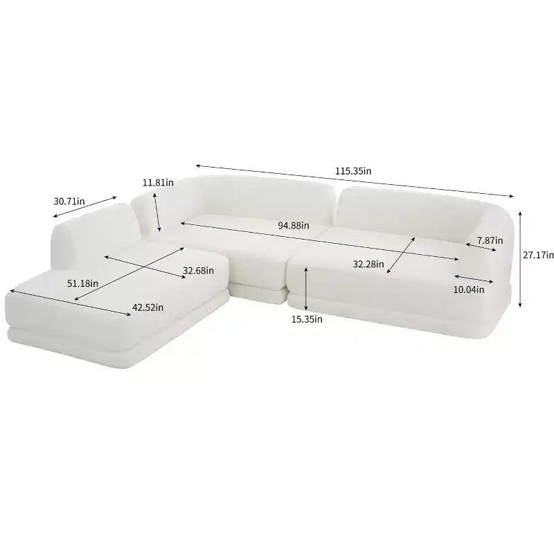 Canapé d'angle en L 3 pièces moderne Christopher Knight Home Doyoung 115