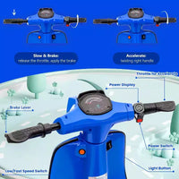 Acekool Trottinette électrique moto 24 V pour enfants, moto à 2 roues avec siège, 350 W, jusqu'à 22,5 km/h, pour les 8-14 ans