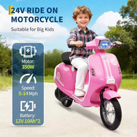 Acekool Trottinette électrique moto 24 V pour enfants, moto à 2 roues avec siège, 350 W, jusqu'à 22,5 km/h, pour les 8-14 ans