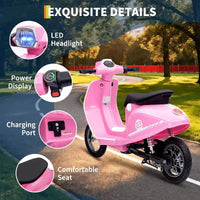 Acekool Trottinette électrique moto 24 V pour enfants, moto à 2 roues avec siège, 350 W, jusqu'à 22,5 km/h, pour les 8-14 ans