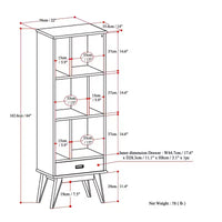 Bibliothèque et meuble de rangement moderne du milieu du siècle en BOIS MASSIF Tierney, 64 po x 22 po