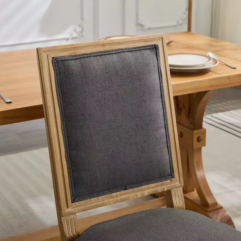 Lot de 2 chaises de salle à manger rembourrées à dossier carré Homy Casa avec cadre en bois massif