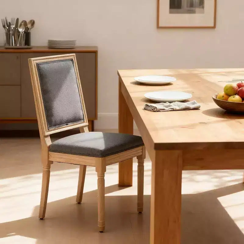Lot de 2 chaises de salle à manger rembourrées à dossier carré Homy Casa avec cadre en bois massif