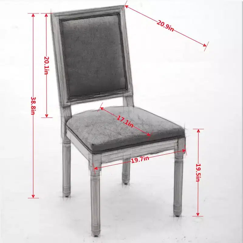 Lot de 2 chaises de salle à manger rembourrées à dossier carré Homy Casa avec cadre en bois massif