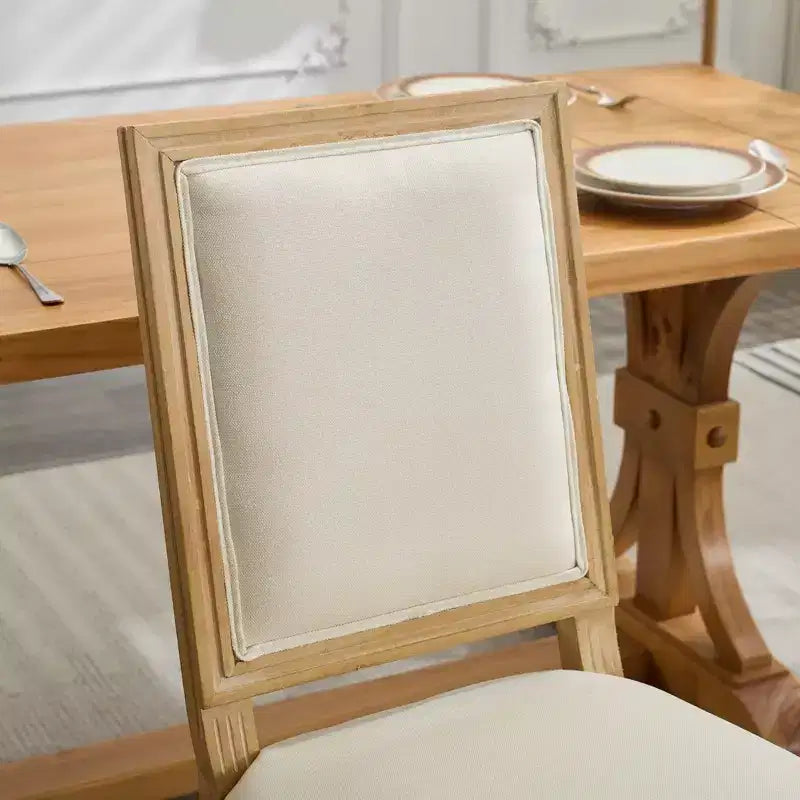 Lot de 2 chaises de salle à manger rembourrées à dossier carré Homy Casa avec cadre en bois massif