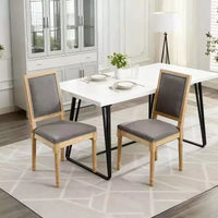 Lot de 2 chaises de salle à manger rembourrées à dossier carré Homy Casa avec cadre en bois massif