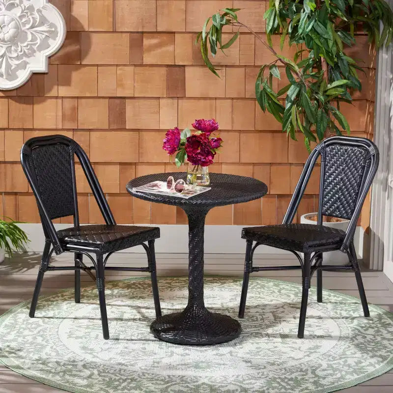 Ensemble de bistro 3 pièces Daria - Intérieur/extérieur - PAT9504 - Noir - Safavieh