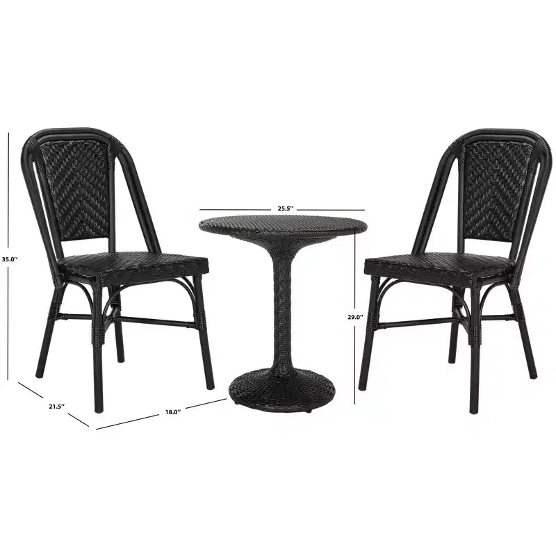 Ensemble de bistro 3 pièces Daria - Intérieur/extérieur - PAT9504 - Noir - Safavieh