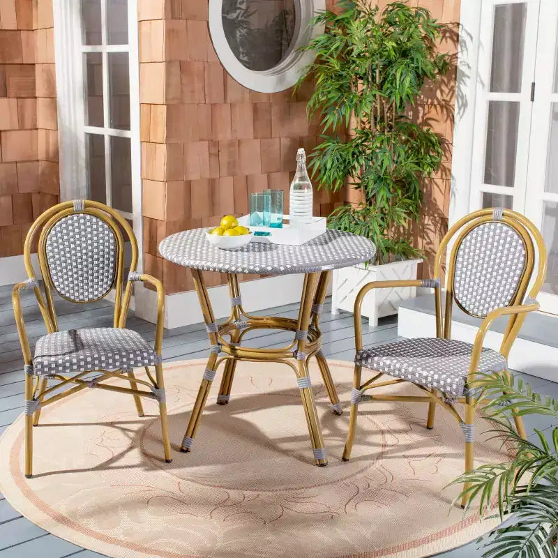 Ensemble de bistrot 3 pièces Rosen - Intérieur/extérieur - PAT9502 - Gris/Blanc - Safavieh