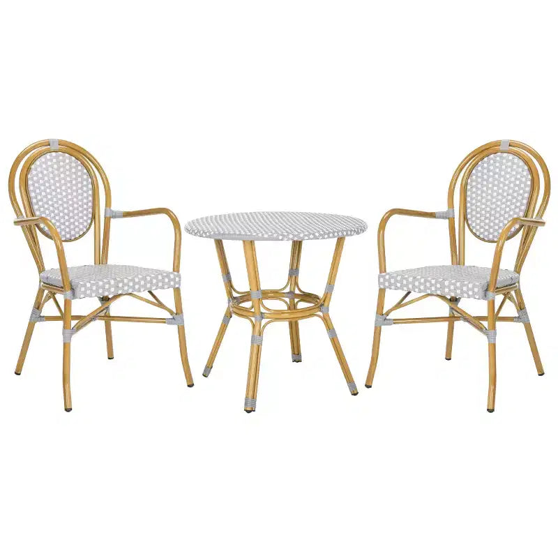 Ensemble de bistrot 3 pièces Rosen - Intérieur/extérieur - PAT9502 - Gris/Blanc - Safavieh