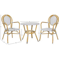 Ensemble de bistrot 3 pièces Rosen - Intérieur/extérieur - PAT9502 - Gris/Blanc - Safavieh