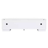 Meuble TV moderne JVNOXK de 180 cm, convient aux téléviseurs de 75 pouces et moins, avec armoire de rangement à 4 tiroirs et pied central en métal, blanc