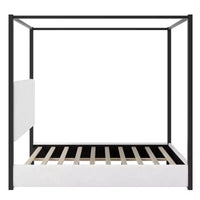 Lit plateforme à baldaquin moderne grand format Luxystar avec tête de lit rembourrée, noir