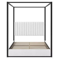 Lit plateforme à baldaquin moderne grand format Luxystar avec tête de lit rembourrée, noir