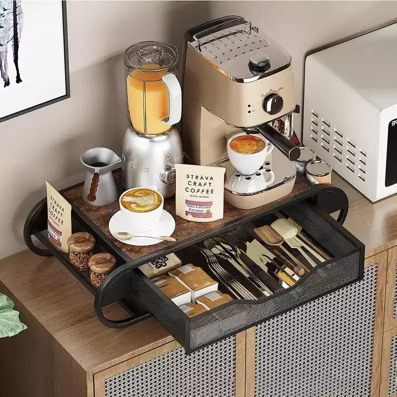 Porte-tiroir à dosettes de café, support de rangement en fer pour capsules de café, support de rangement de bureau, boîte de rangement de capsules type tiroir, support de rangement à café en métal et bois