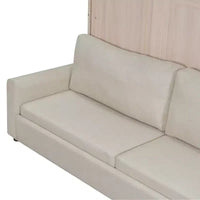 Lit escamotable Queen Size avec canapé, Lit escamotable Queen Size en bois avec éclairage LED, Lit escamotable pliant avec coffre pour chambre d'amis, Beige